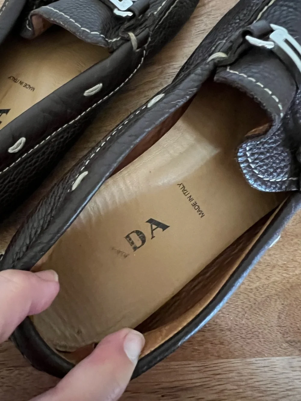 Prada Brown Pebbled  Leather Loafers Size 7.5 - Picture 10 of 12